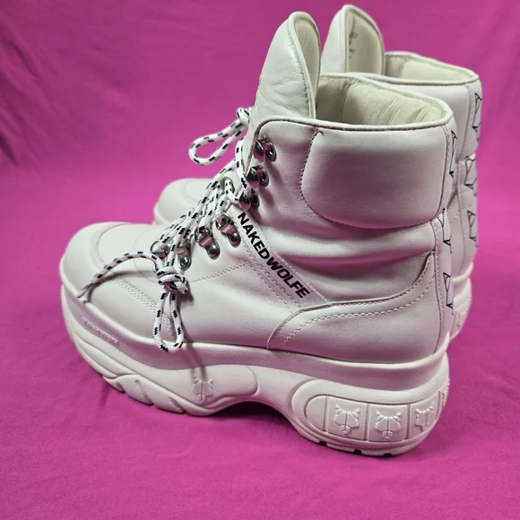Naked Wolfe Art Wicked Leather Platform Boots Retro Chunky Heel Women's Sz 10 - Picture 7 of 16